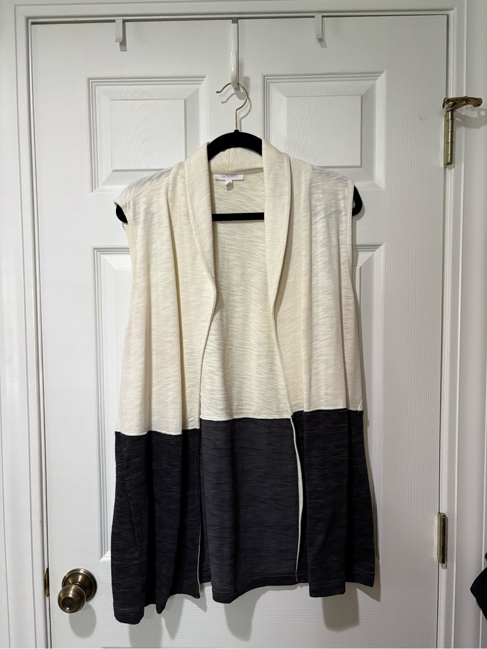 Talbots Cream Open-Front Sleeveless Knit Vest